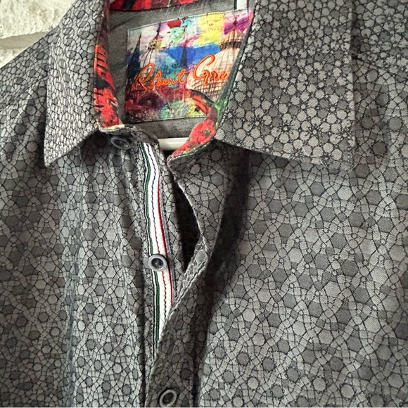Robert Graham Other - Robert Graham Gray Geometric Shirt with Colorful Collar Men’s S